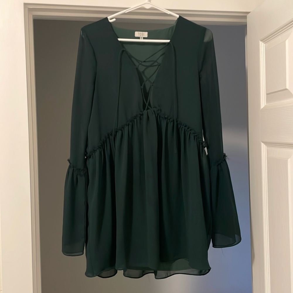Forest green long sleeve dress